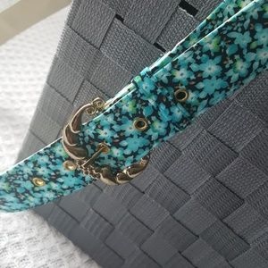 Vintage Teal Floral Belt